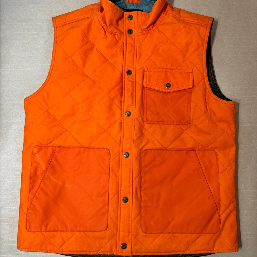 Flint‎ and Tinder Men’s Waxed Quilted Vest Size Large In Orange